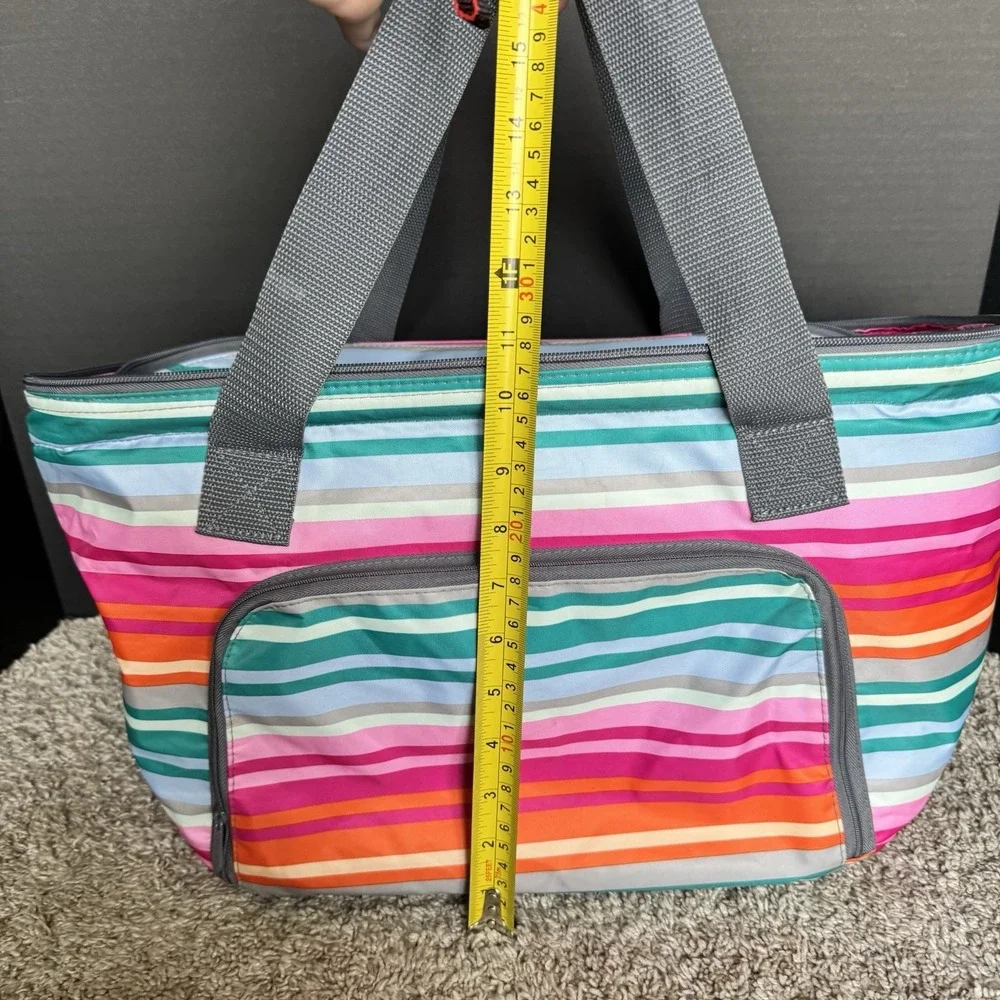 Thirty-One 31 Family Picnic Thermal Lollipop Stripe Large Thermal Tote Handles